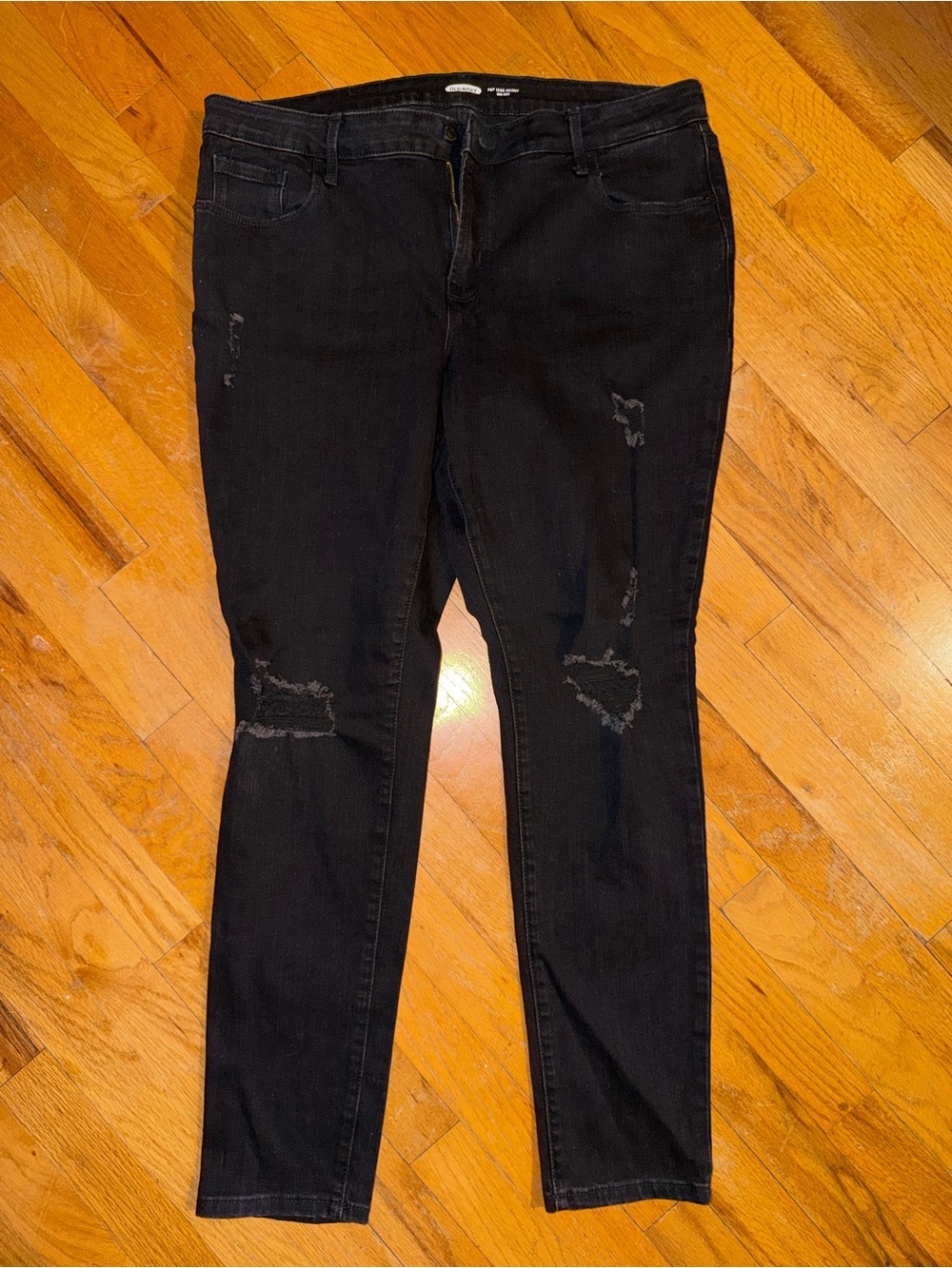 Old Navy Black Distressed Women's Midrise Pop Icon Skinny Jeans
